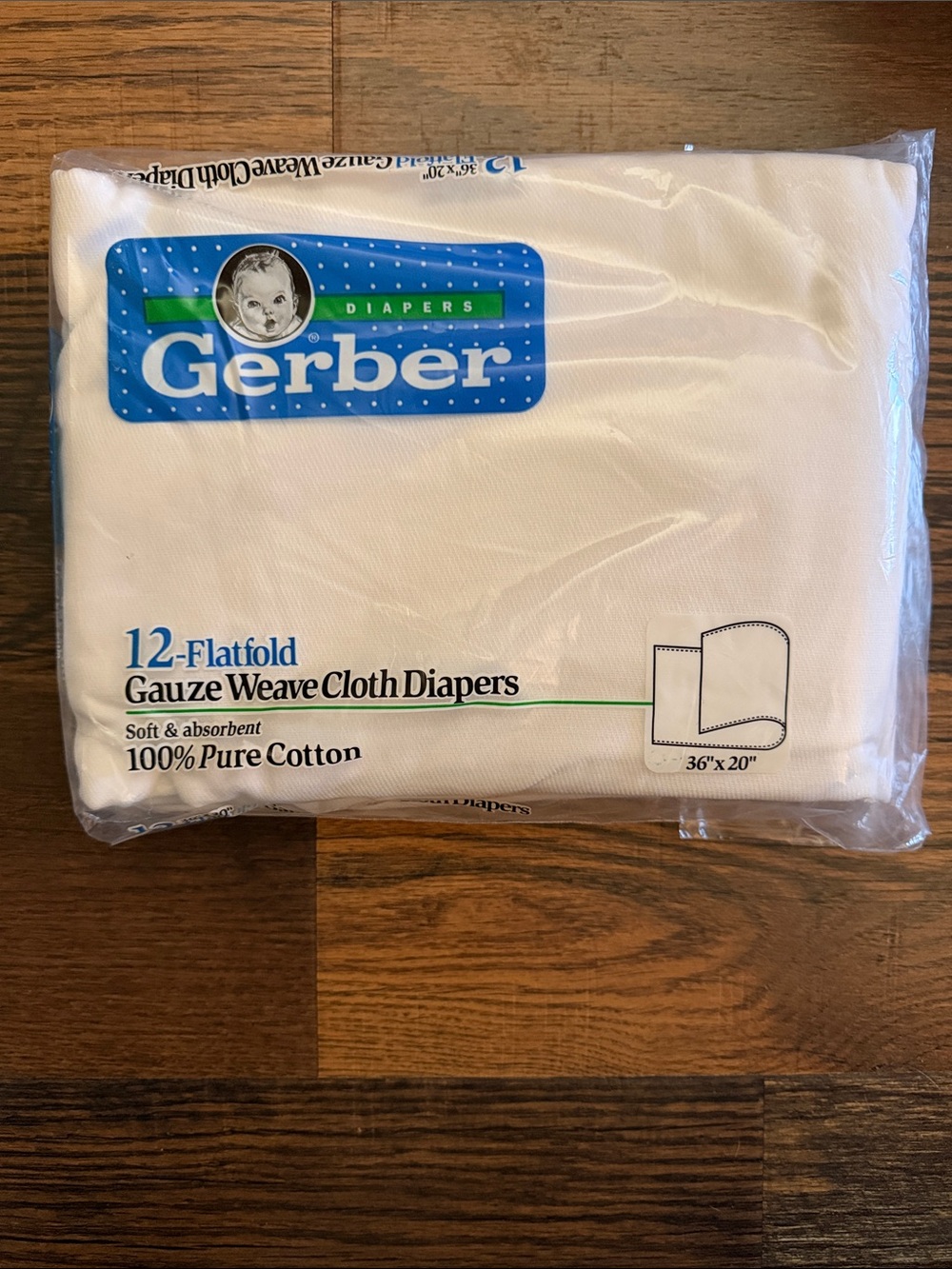 Gerber White Gauze Weave Cloth Diapers - 12 Flatfold Pack